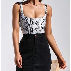 Snake skin scoop neck  bodysuit/bathing suit